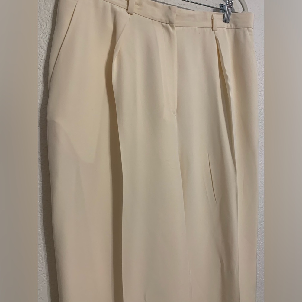 Jones New York Women Size 16 Cream/ivory Silk Wide Leg Pants Trouser Career - Picture 6 of 9
